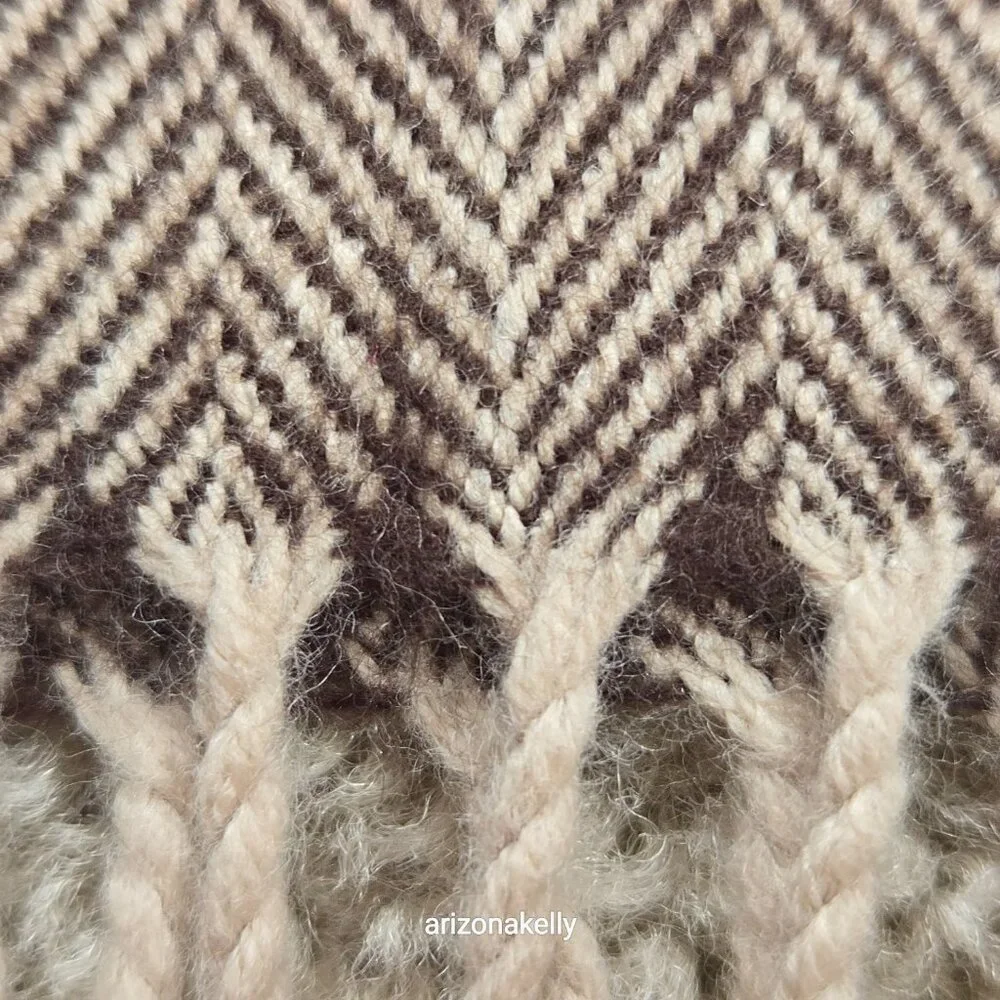 NWOT Cashmere Herringbone Scarf Brown & Creme Made in Scotland